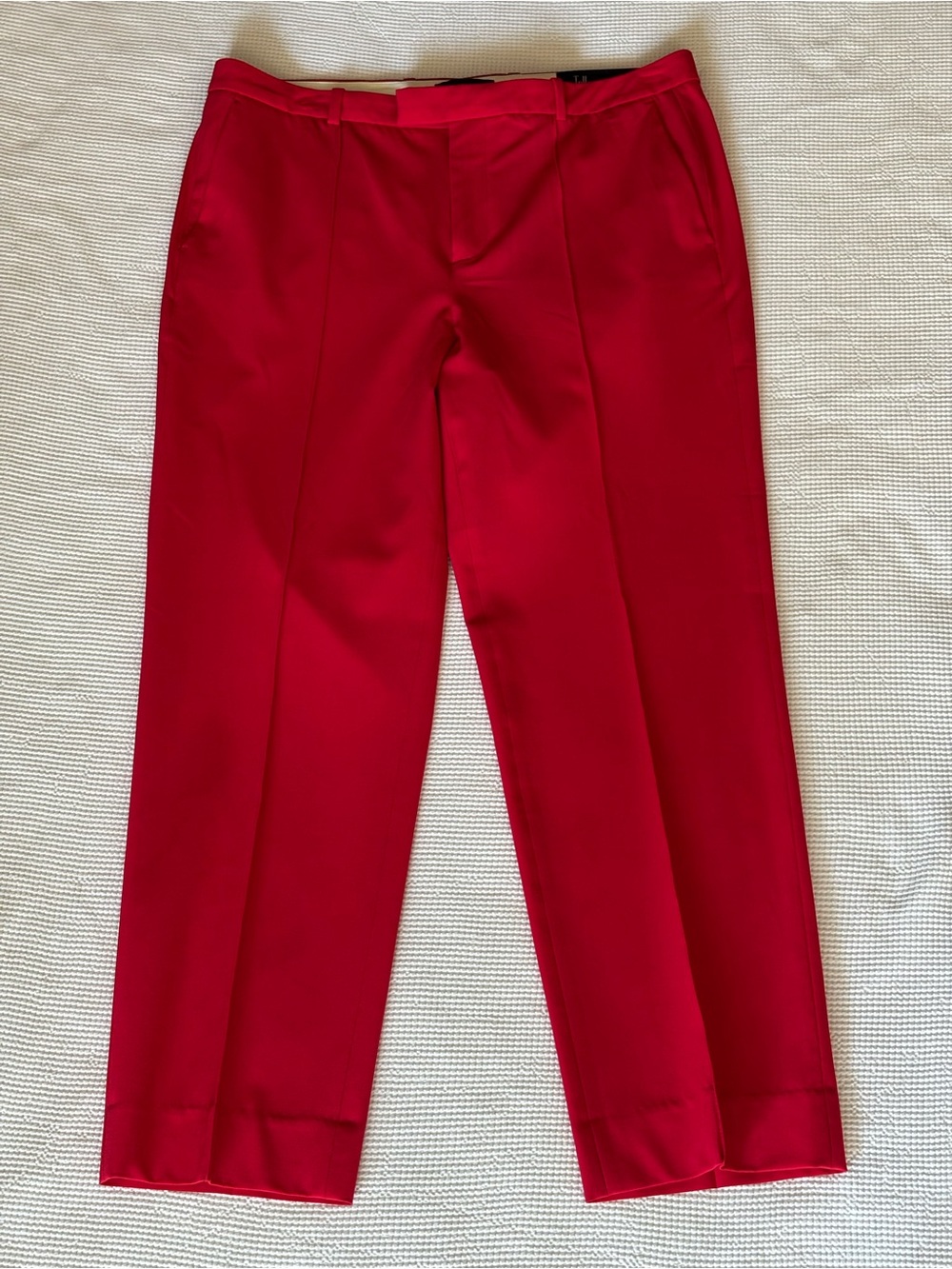 J. Crew Bright Red Tailored Trousers Cropped Wool Office Made in Italy